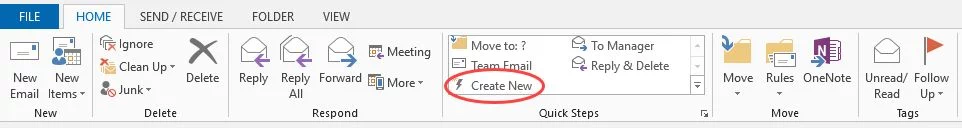 Create new quick steps in outlook.