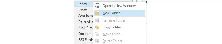 How to open new folder in outlook.